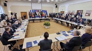 A Bukaresti Kilencek külügyminiszteri találkozójának résztvevői Pozsonyban 