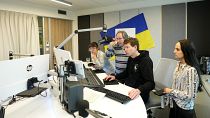 Personal de Radio Ucrania en sus estudios de Praga, República Checa
