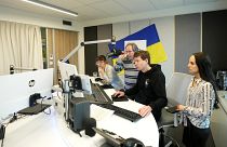 Personal de Radio Ucrania en sus estudios de Praga, República Checa