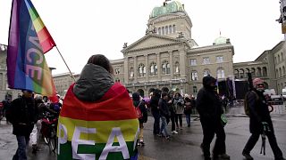 مظاهرات في العاصمة السويسرية برن ضد الغزو الروسي لأوكرانيا.