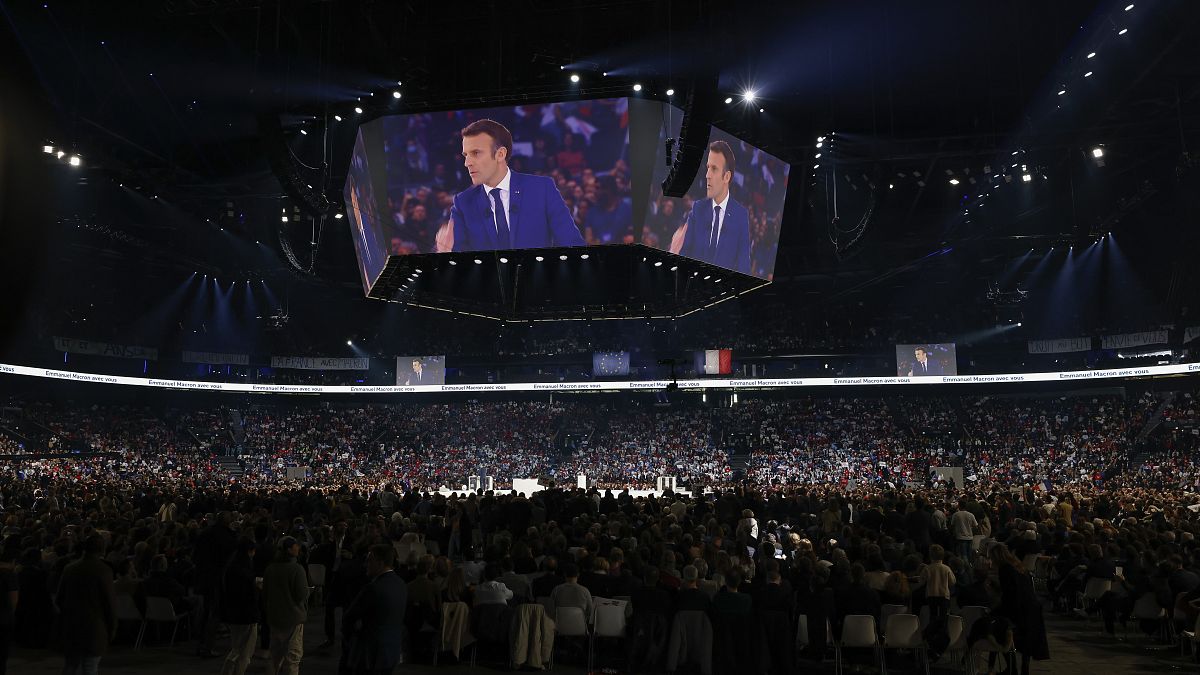 Fransa Cumhurbaşkanı Emmanuel Macron'un seçim mitingi