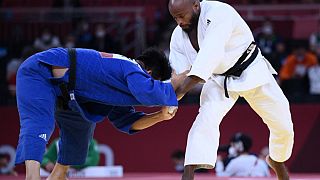 Le Portugais Jorge Fonseca (blanc) lors du tournoi des -100 kg des Jeux olympiques de Tokyo 2020