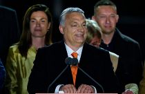 Orbán Viktor győzelmi beszéde közben