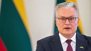  Lithuanian President Gitanas Nauseda speaks a media conference at the Presidential palace in Vilnius, March 21, 2022.
