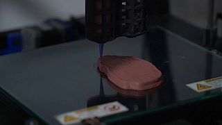 Imagen de la impresora 3D de la empresa Novameat creando un bistec vegetal