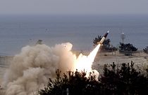 عملية إطلاق نظام الصواريخ التكتيكي "أتكامز" لجيش كوريا الجنوبية. 23022/03/24