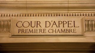 Archives : le fronton de la salle d’audience de la cour d'appel de Paris, le 14/01/2021