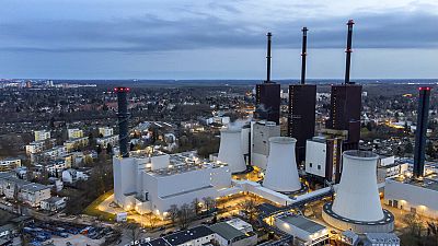 Steam leaves a cooling tower of the Lichterfelde gas-fired power plant in Berlin, 30 March 2022