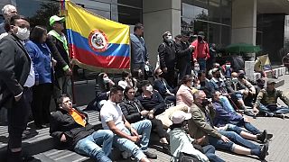 Protesta contra las minas antipersona en Bogotá, Colombia.
