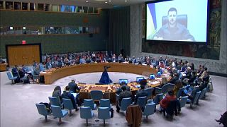 Volodímir Zelenski se dirige al Consejo de Seguridad de la ONU, el martes 5 de abril de 2022