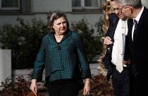 Η υφυπουργός Εξωτερικών των ΗΠΑ Βικτόρια Νούλαντ προσέρχεται στο υπουργείο Εξωτερικών στην Αθήνα 
