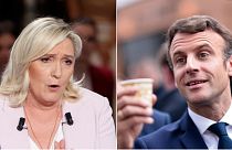 Marine Le Pen, left, and Emmanuel Macron, right
