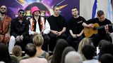 Kalush Orchestra, Ukraine’s entry to the 2022 Eurovision Song Contest, performed for Ukrainian Jewish refugees in Jerusalem