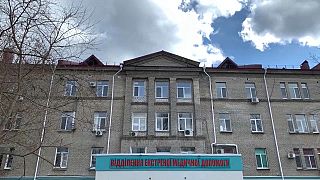 Exterior del hospital clínico regional de Mikoláiv, en Ucrania