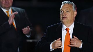 Viktor Orbán na noite das eleições de 3 de Abril.