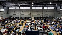 Ein Sportkomplex in Tijuana dient als Aufnahmelager für ukrainische Flüchtlinge.