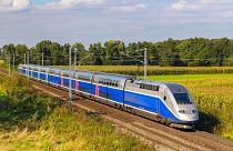 A high speed train travels through France
