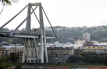 A view of the collapsed Morandi highway bridge in Genoa in August 2018.
