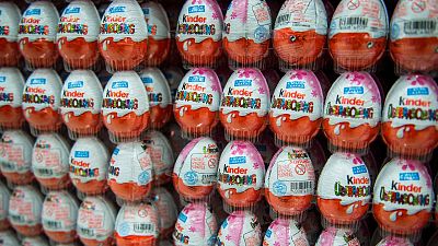 This file photo taken on November 18, 2014 shows chocolate Kinder Eggs in a supermarket in Hanover, central Germany..
