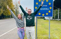 Julius and his wife Vaida at the Lithuanian border