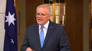 Australian Prime Minister Scott Morrison announces date for federal elections outside Parliament House, Canberra