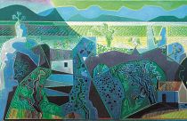 Τοπίο της Ύδρας, 1963-1967 Λάδι σε μουσαμά, 107 x 213 εκ. Craxton Estate