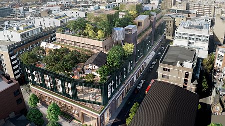 A view of Roots in the Sky,  a project set to be London's first office building with an urban forest rooftop.