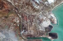Ein von Maxar Technologies zur Verfügung gestellte Satellitenbild von dem Gelände der Asowstal Eisen und Stahl Werke im östlichen Mariupol, 09.04.2022