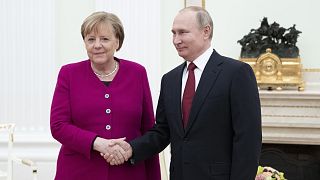 Angela Merkelt fogadja Vlagyimir Putyin a moszkvai Kremlben (2020)