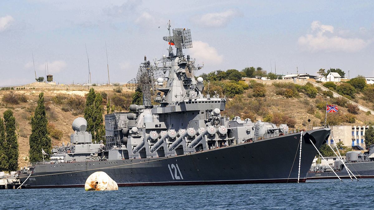 Das Flaggschiff der russischen Schwarzmeerflotte, die Moskwa - ARCHIV