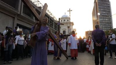 Venezuelan Catholic worshippers attend Nazarene of San Pablo procession