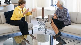 IMF Başkanı Georgieva (solda), AMB Başkanı Lagarde (sağda)