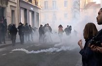 Des étudiants de la Sorbonne protestent contre le résultat du premier tour de la présidentielle