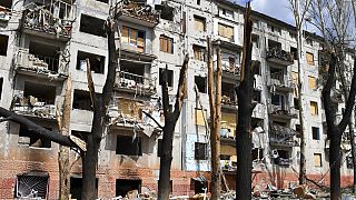 Κατεστραμμένο κτίριο στο Κραματόρσκ της ανατολικής Ουκρανίας