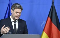 Archív fotó: Robert Habeck német gazdasági miniszter sajtótájékoztatót tart