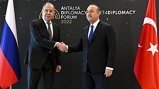 Dışişleri Bakanı Mevlüt Çavuşoğlu ve Rus mevkidaşı Sergey Lavrov, Antalya Diplomasi Forumu'nda bir araya geldi, Mart 2022