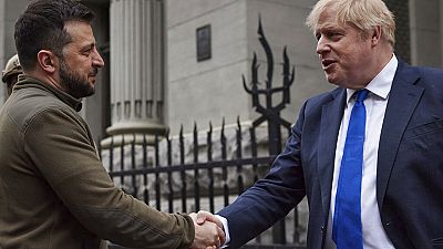 UK PM Boris Johnson meeting Ukrainian President Volodymyr Zelenskyy