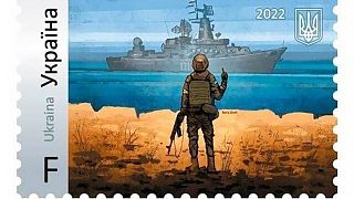 Briefmarke der Ukraine “Russian Warship, go f--k yourself”