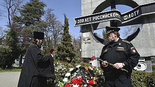 Cerimonia di commemorazione per l'affondamento della "Moskva". (Sebastopoli, 16.4.2022)
