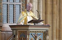 The Archbishop of Canterbury Justin Welby leads the Easter Sung Eucharist at Canterbury Cathedral in Kent, England, Sunday April 17, 2022.