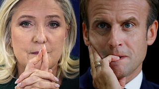 المتنافسان في الدور الثاني من الانتخابات الرئاسية في فرنسا مارين لوبان وإيمانويل ماكرون. 
