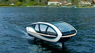 A boat design that flys over water.