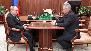 Incontro al Cremlino tra Vladimir Putin e il ministro della Difesa, Sergei Shoigu. (21.4.2022)