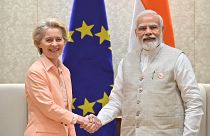 La presidenta de la Comisión Europea, Ursula von der Leyen se reunió con el primer ministro de la India, Narendra Modi, para hablar de comercio, tecnología y seguridad.