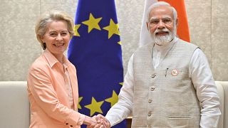 President Ursula von der Leyen met with Prime Minister Narendra Modi to discuss  trade, technology and security.