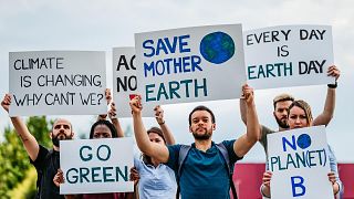 Young people protesting climate change