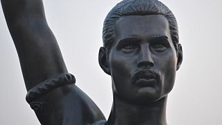 Statue of British rock group Queen's lead singer Freddie Mercury in Jeju, South Korea on April 21, 2022 