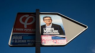 Affiches de campagnes de Jean-Luc Mélenchon, le 21 avril 2022 à Paris.