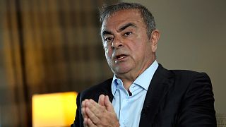 Nissan's former chairman Carlos Ghosn speaks during an interview with The Associated Press, in Dbayeh, north of Beirut, Lebanon.