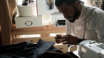 Fahad Al Obaidly designing his menswear collection in Doha, Qatar.
